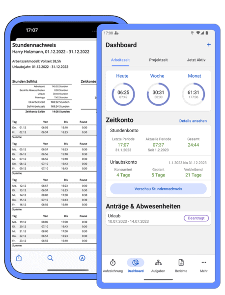 Elektronische Arbeitszeiterfassung für Unternehmen timr