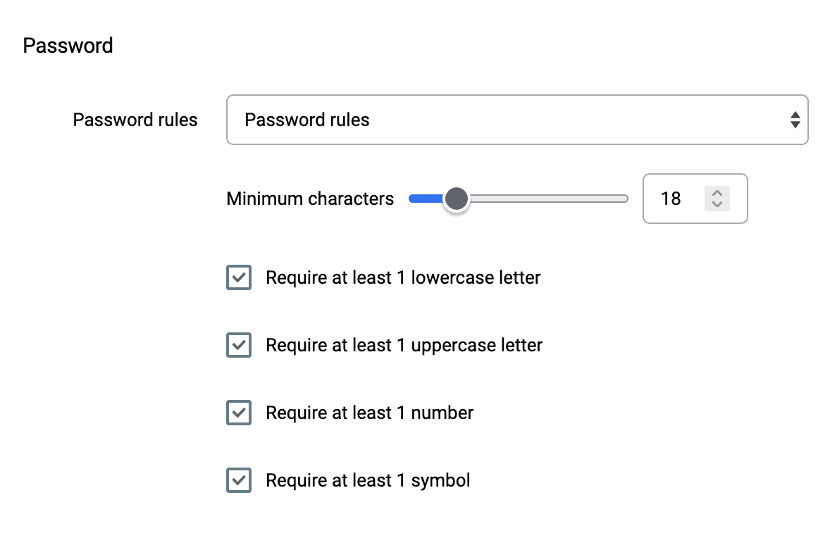 timr Password rules