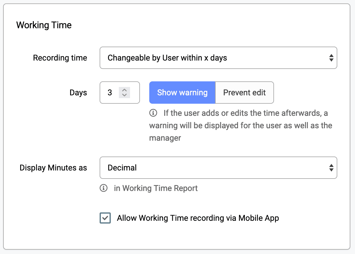 Settings for editing deadlines