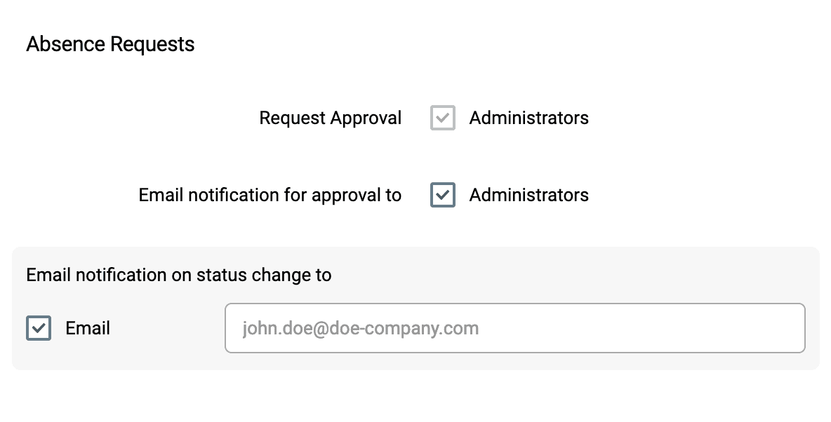 Absence requests configuration