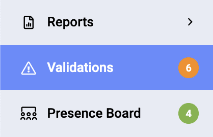 Validations menu badge