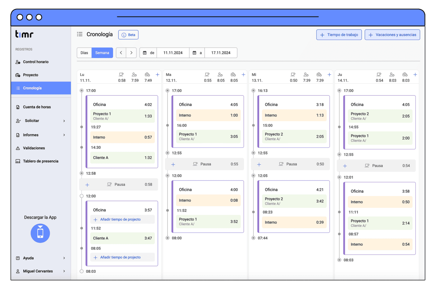 vista semanal