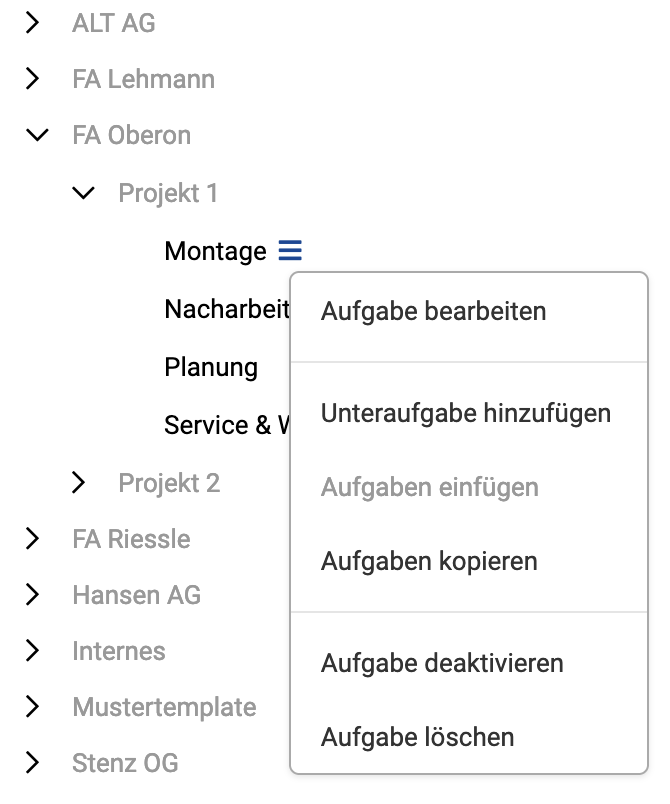 Ansicht der Aufgabenverwaltung