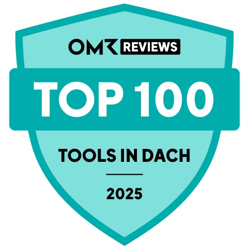 OMR Badge - "Top 100 Tools in DACH"